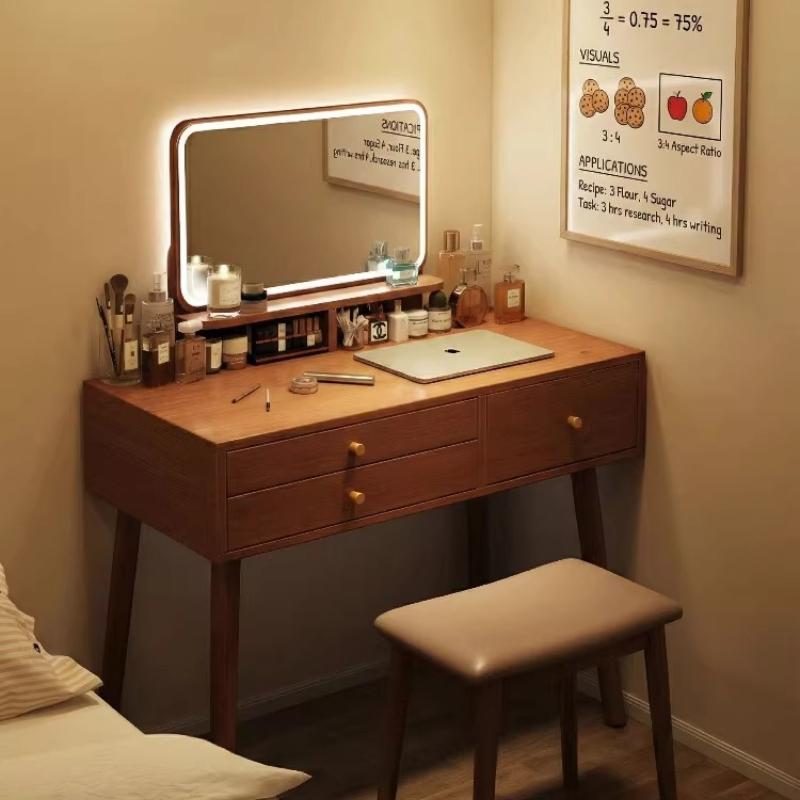 Beauty Without Makeup - โต๊ะเครื่องแป้งสไตล์วินเทจกลางศตวรรษ โต๊ะเครื่องแป้งสำหรับห้องนอน โต๊ะเก็บเครื่องสำอาง โต๊ะเครื่องแป้งสุดหรู เฟอร์นิเจอร์จีน