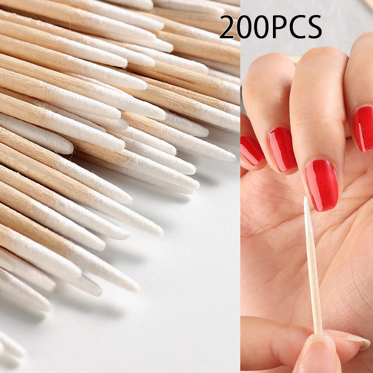 Contour Palette Stick - 200ชิ้นไม้ศิลปะสำหรับทำความสะอาดเล็บขนสำลีก้านแปรงไมโครบรัชขนาด7ซม. 10ซม. ปลายแหลมสำลีก้าน penghapus kutek