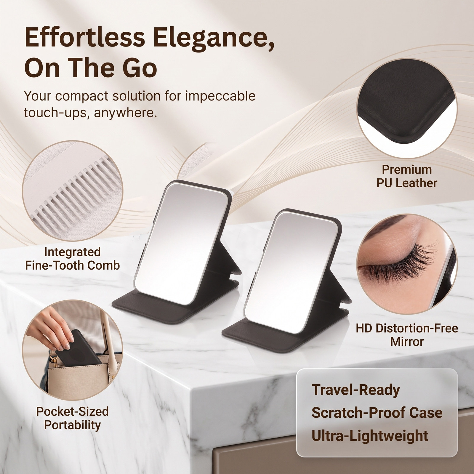 ชุดกระจกแต่งหน้าพกพาพร้อมหวี 2 - Beauty Makeup Vanity Set บทวิจารณ์และราคา